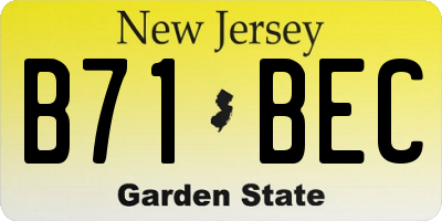 NJ license plate B71BEC