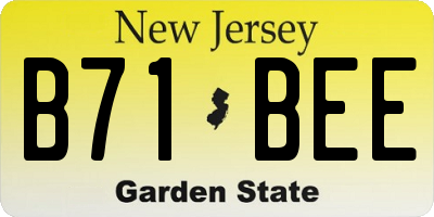 NJ license plate B71BEE
