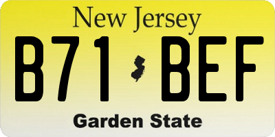 NJ license plate B71BEF