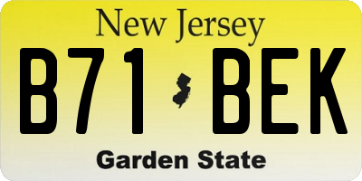NJ license plate B71BEK