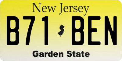 NJ license plate B71BEN