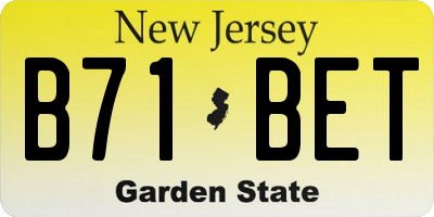 NJ license plate B71BET