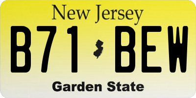 NJ license plate B71BEW