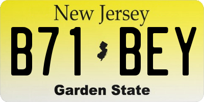NJ license plate B71BEY