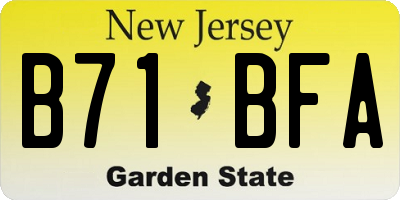 NJ license plate B71BFA