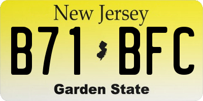 NJ license plate B71BFC