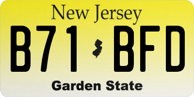 NJ license plate B71BFD
