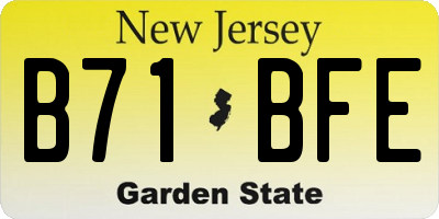 NJ license plate B71BFE