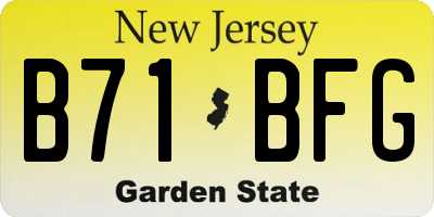 NJ license plate B71BFG