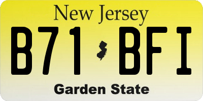 NJ license plate B71BFI