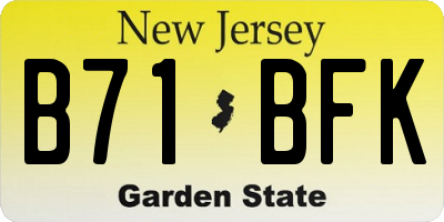NJ license plate B71BFK