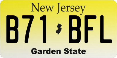 NJ license plate B71BFL