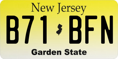 NJ license plate B71BFN