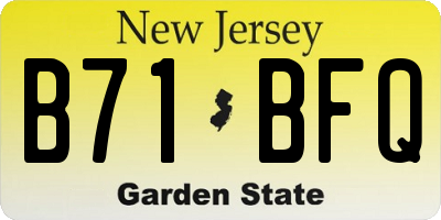 NJ license plate B71BFQ