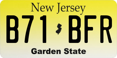NJ license plate B71BFR