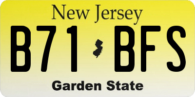 NJ license plate B71BFS