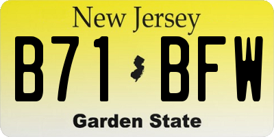 NJ license plate B71BFW