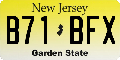 NJ license plate B71BFX