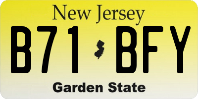 NJ license plate B71BFY