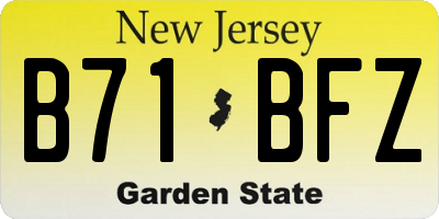 NJ license plate B71BFZ