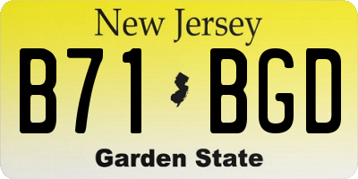NJ license plate B71BGD