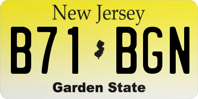 NJ license plate B71BGN