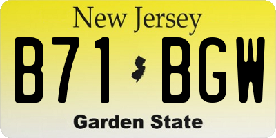 NJ license plate B71BGW