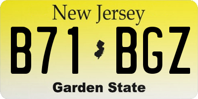 NJ license plate B71BGZ