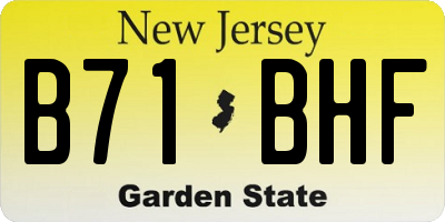 NJ license plate B71BHF