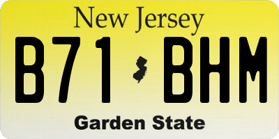 NJ license plate B71BHM