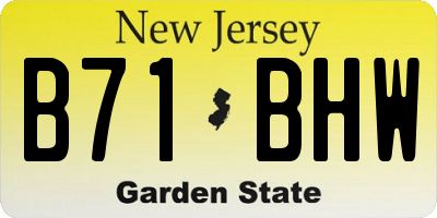 NJ license plate B71BHW