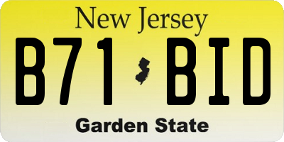 NJ license plate B71BID