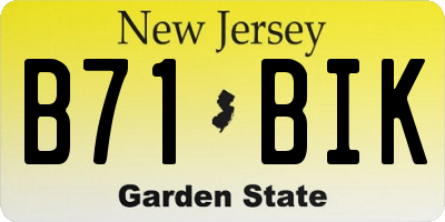 NJ license plate B71BIK