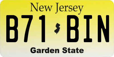 NJ license plate B71BIN