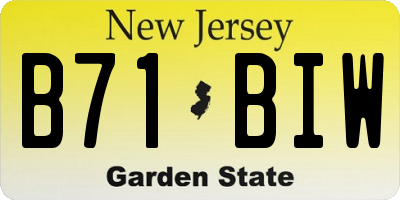 NJ license plate B71BIW