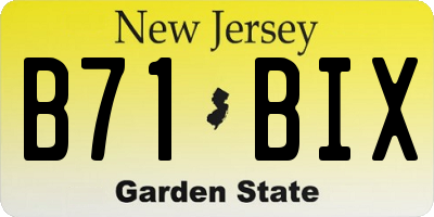 NJ license plate B71BIX