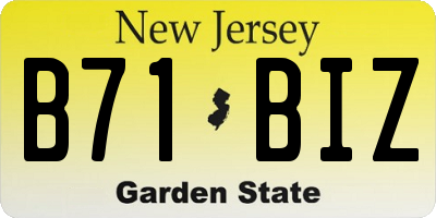 NJ license plate B71BIZ