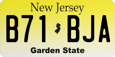 NJ license plate B71BJA
