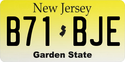 NJ license plate B71BJE