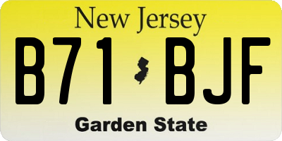NJ license plate B71BJF