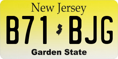 NJ license plate B71BJG