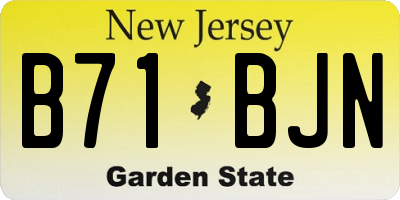 NJ license plate B71BJN