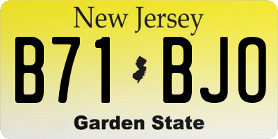 NJ license plate B71BJO