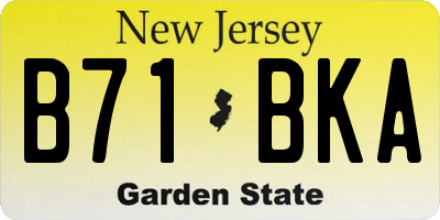 NJ license plate B71BKA