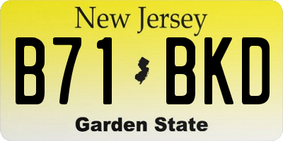 NJ license plate B71BKD