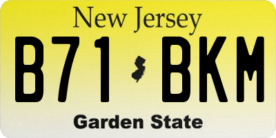 NJ license plate B71BKM
