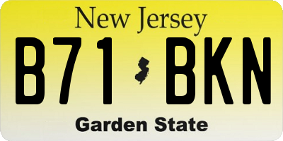 NJ license plate B71BKN