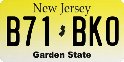 NJ license plate B71BKO