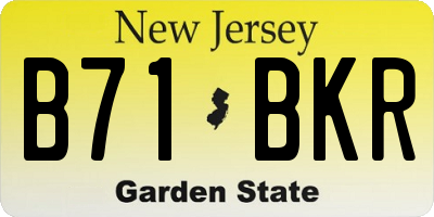 NJ license plate B71BKR