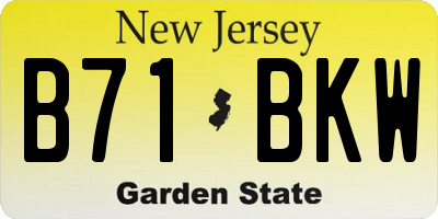 NJ license plate B71BKW